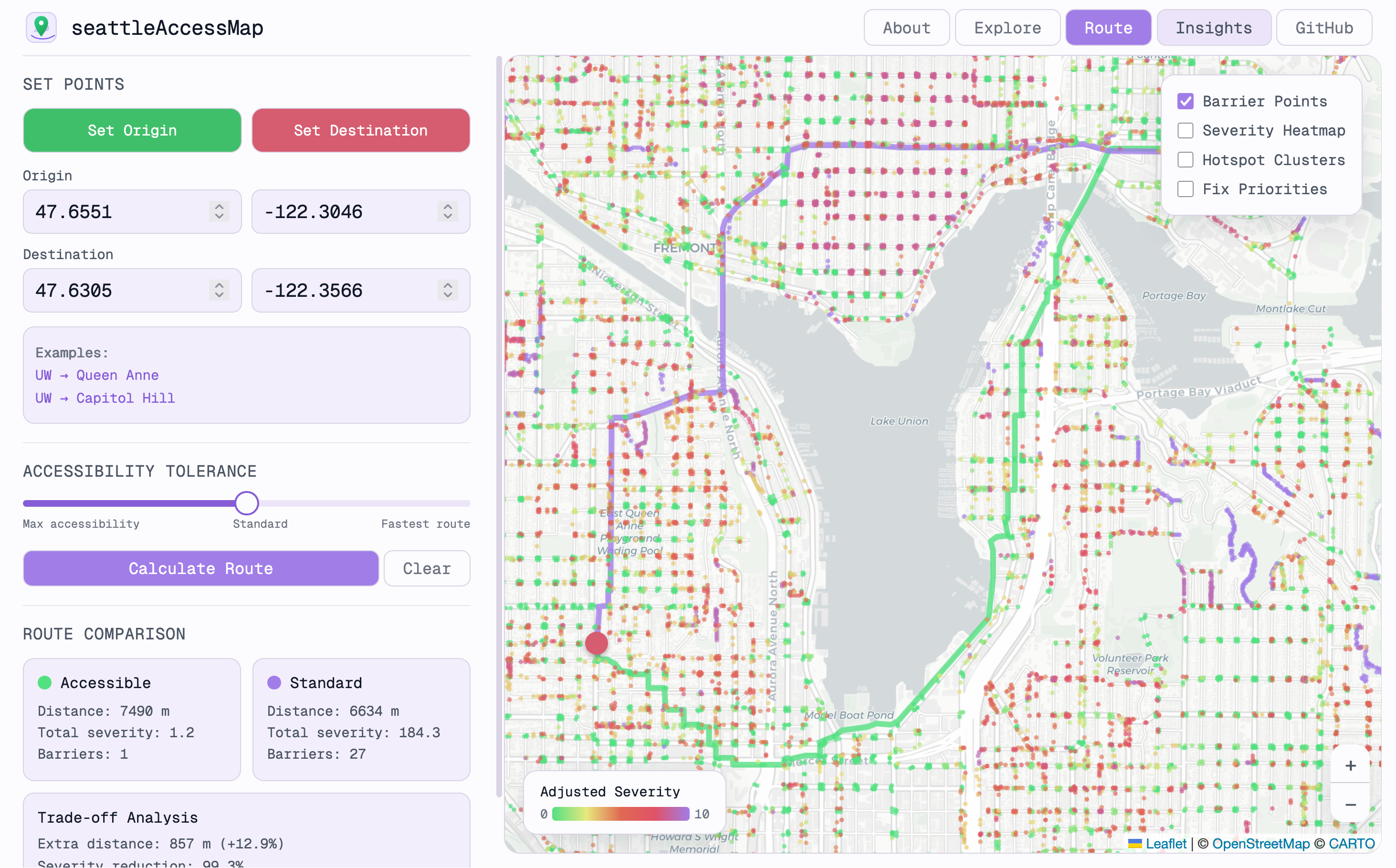 an accessibility visualization and routing tool